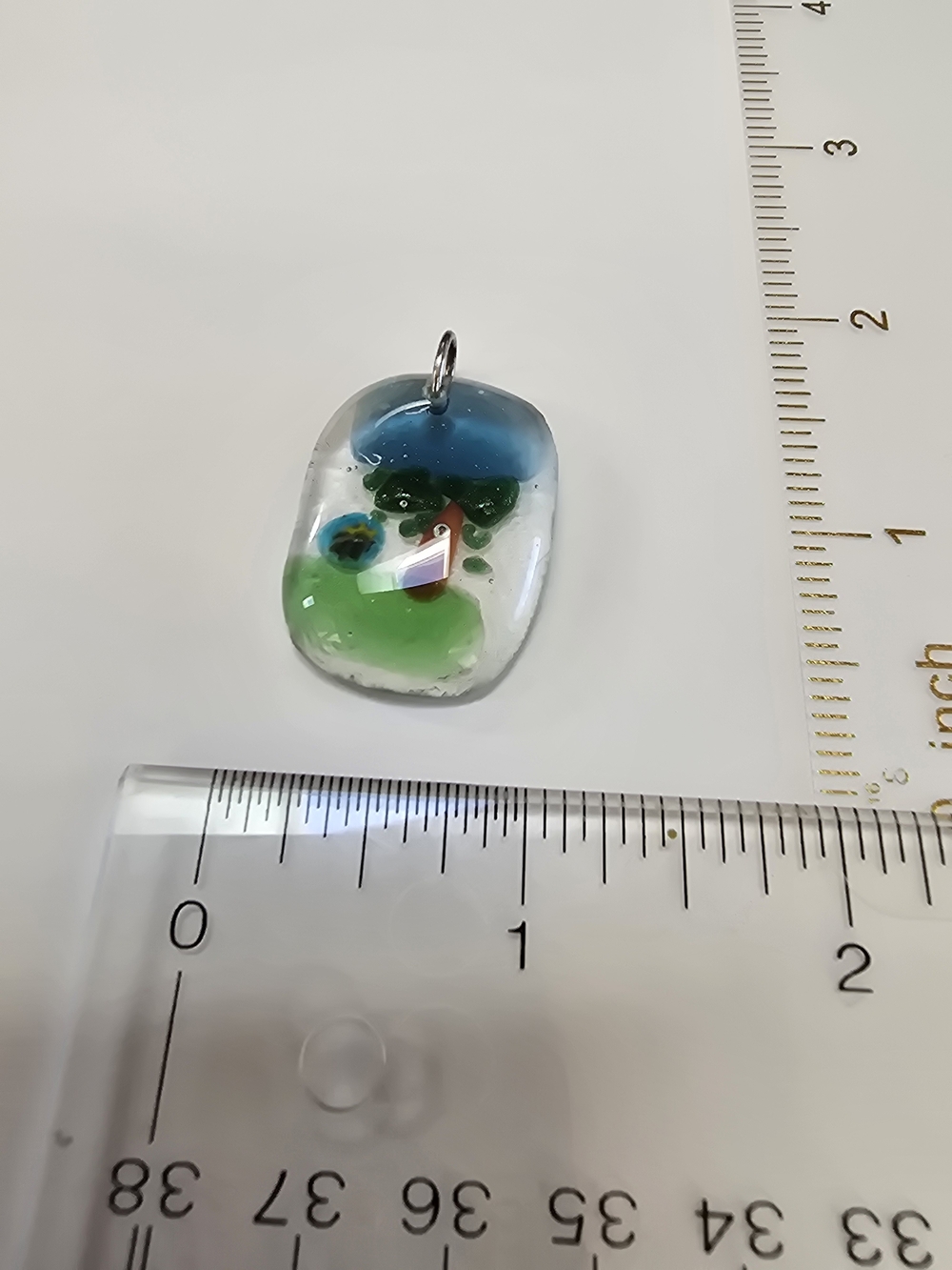 Handmade Glass Pendant Art in Blue and Green